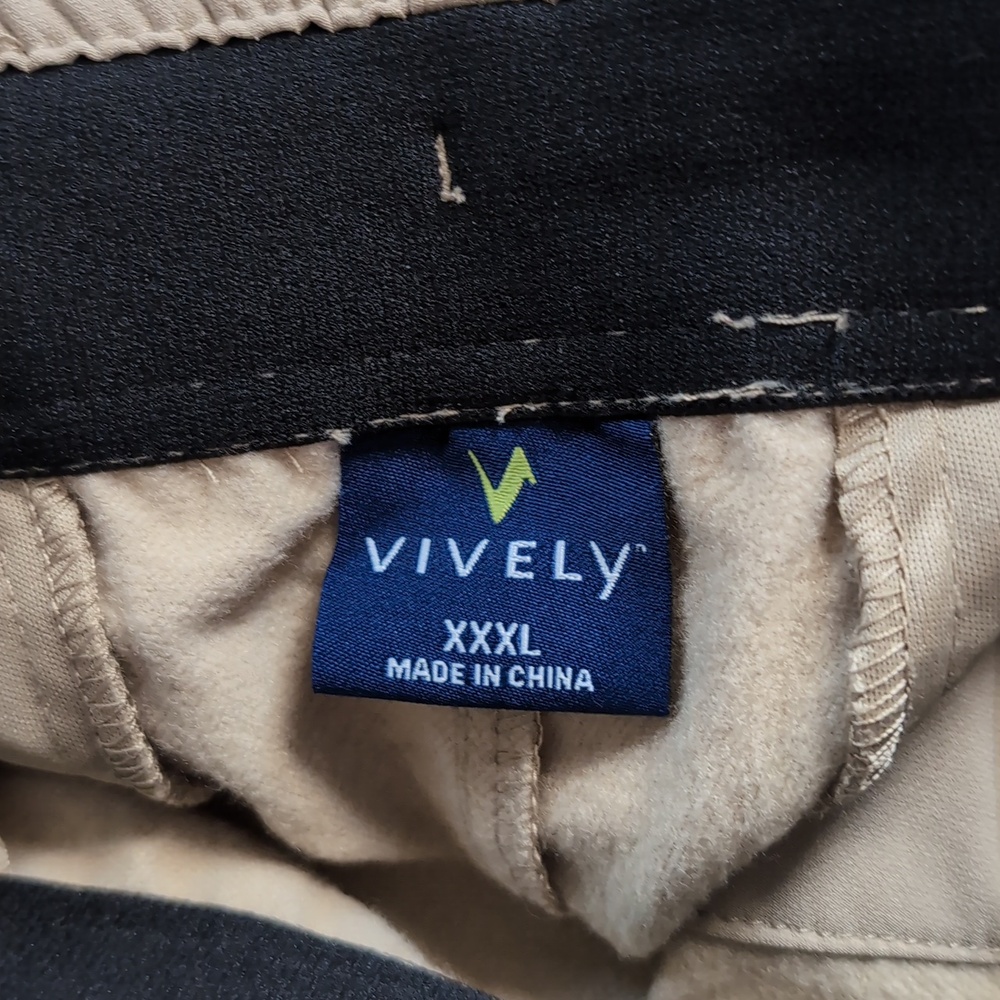 Men's Size 3X Vively Fleece Lined Khaki Elastic Drawstring Waist Athletic Pants - Picture 2 of 12